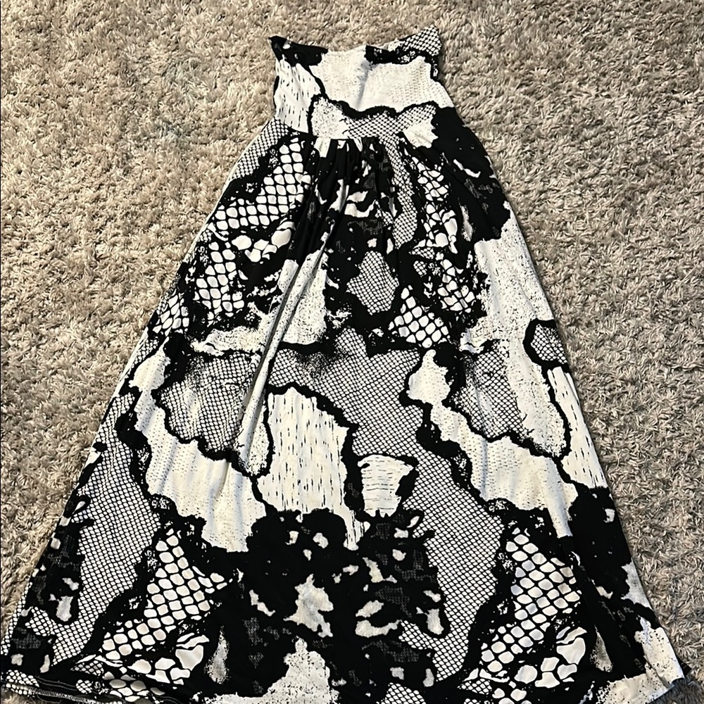 Strapless Black and White Dress
